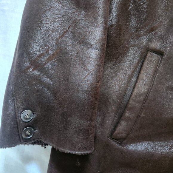 Calvin Klein Coat Mens Size XL Brown Button Up Polyester Faux Sherpa Lining - Picture 7 of 10